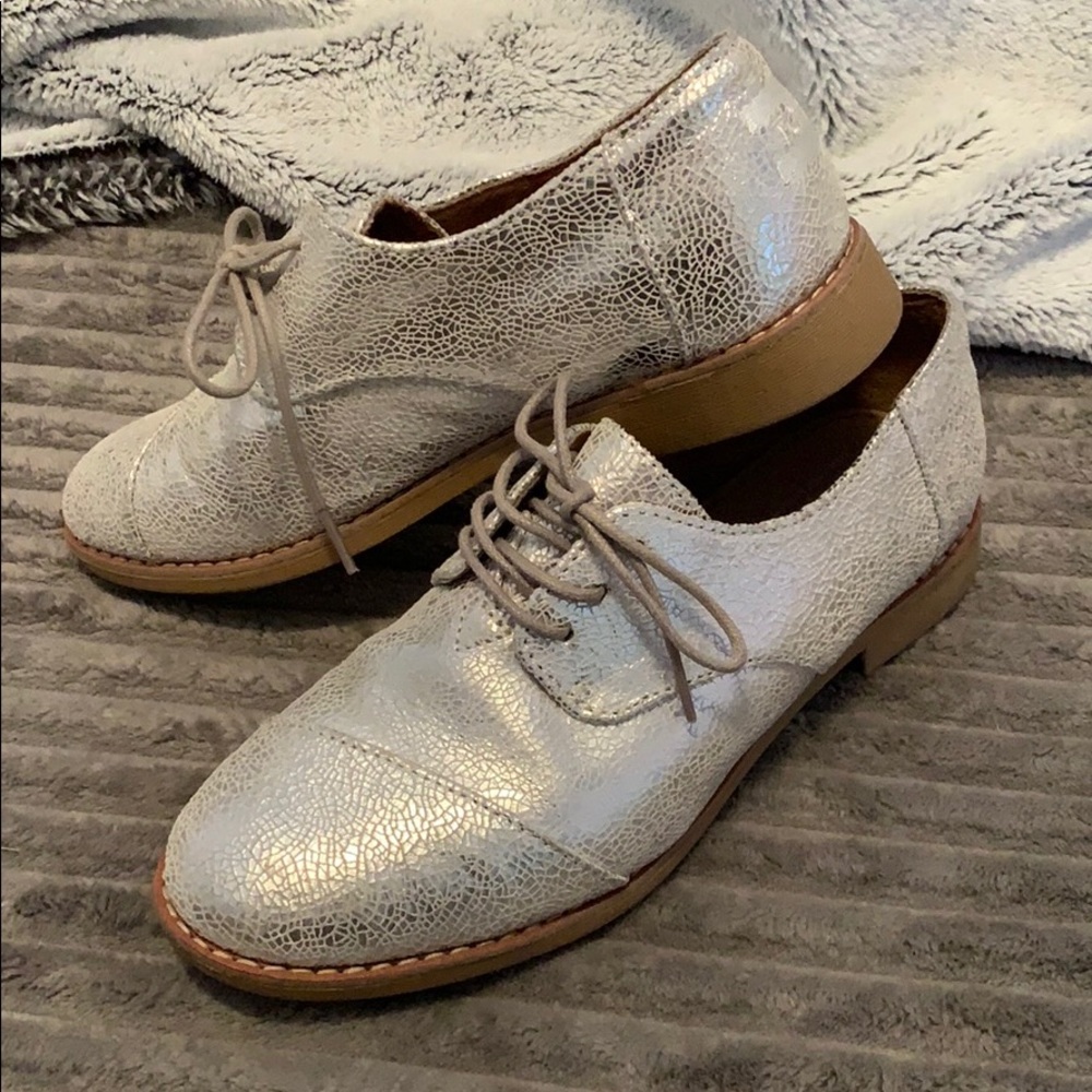 Toms silver loafers